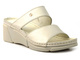 Dámské kožené sandály na klínku - HELIOS Komfort 119, zlaté
