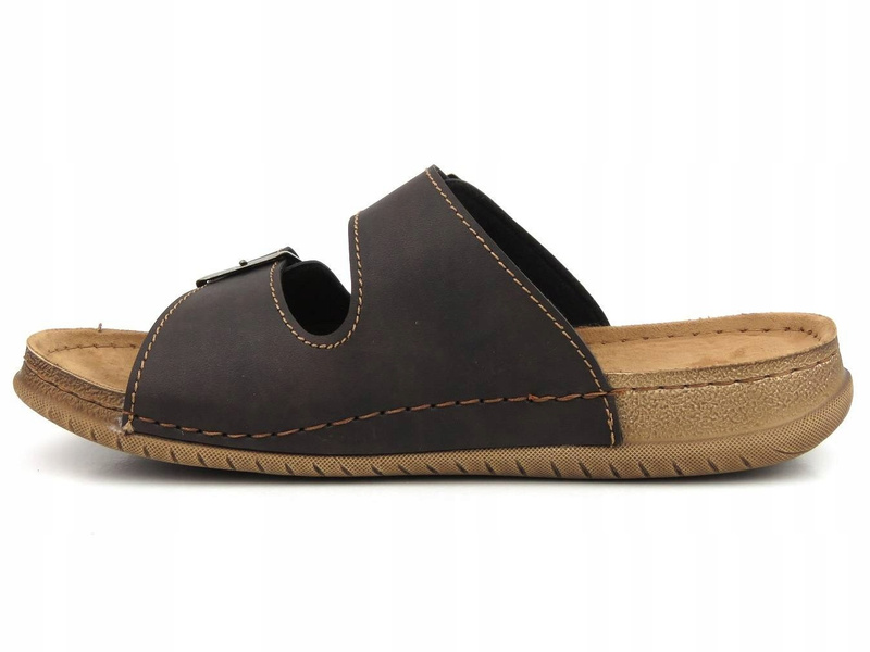 Klasické pánské žabky se dvěma přezkami - INBLU TH-19, tmavě hnědé