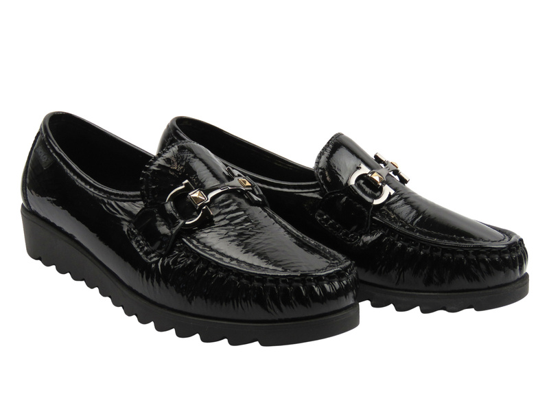 Dámské kožené polobotky, mokasíny černé Solo 014W