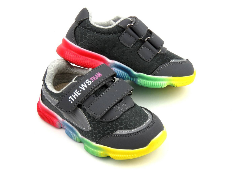 Dětské tenisky s barevnou podrážkou - WEESTEP R366153031, tmavě šedá