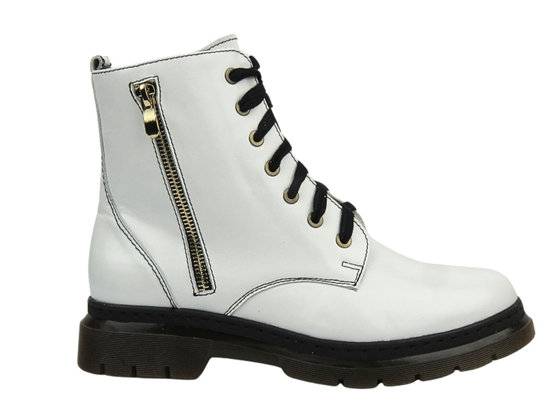 Dámská lakovaná turistická obuv - HELIOS Komfort 578-2S, bílá