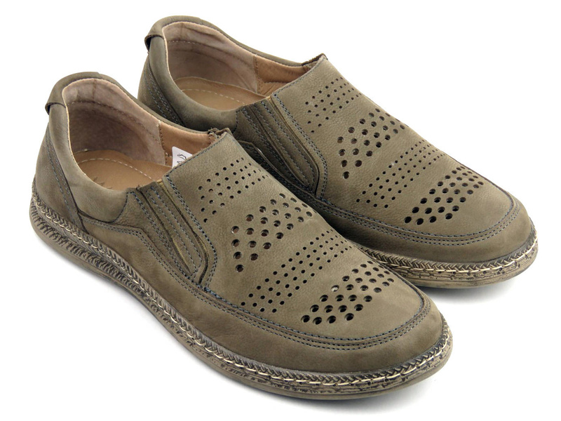 Pohodlné, kožené pánské boty na jaro a léto - Wasak 0116, šedá