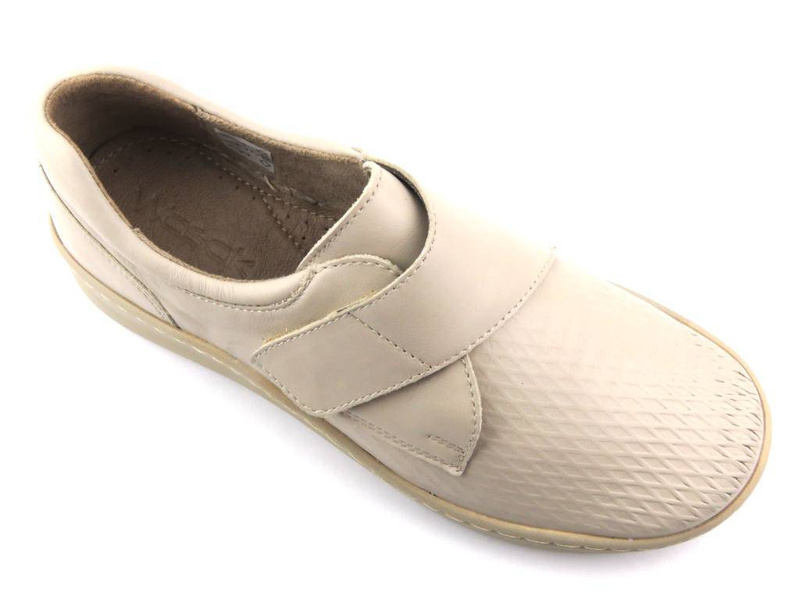 Dámské kožené boty na suchý zip - Wasak 0539, krémová