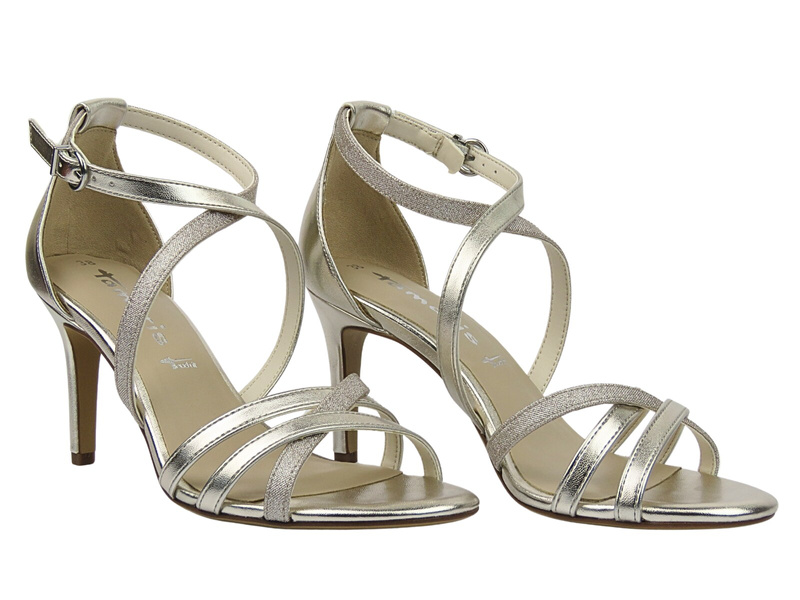 Elegantní dámské sandály na jehlovém podpatku zlaté Tamaris 1-28382-42