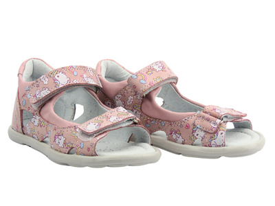 Kožené dětské sandály na suchý zip růžové Jamet 262