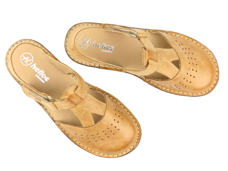 Dámské kožené sandály Helios Comfort 128, světle hnědé
