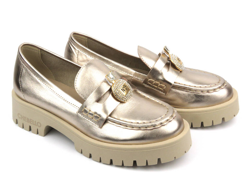 Dámské boty a mokasíny s drážkovanou podrážkou - CheBello 4291, zlatá