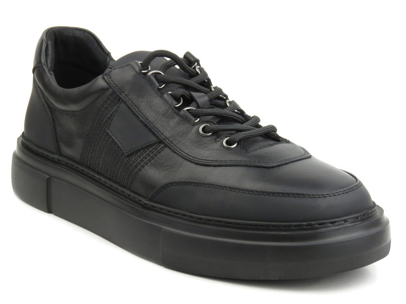 Pánské kožené tenisky - JOHN DOUBARE H115-2, černé