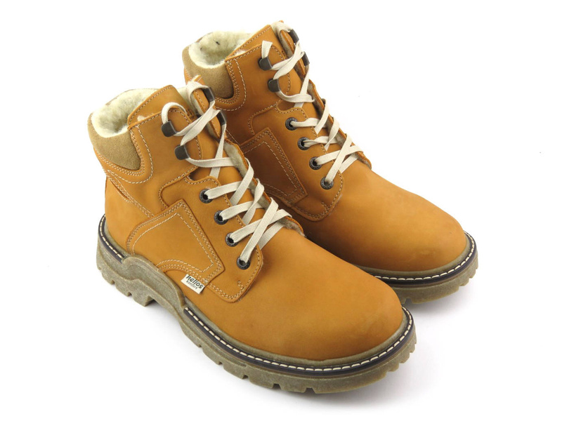 Pánské kožené boty zateplené vlnou - HELIOS Komfort 816, camel
