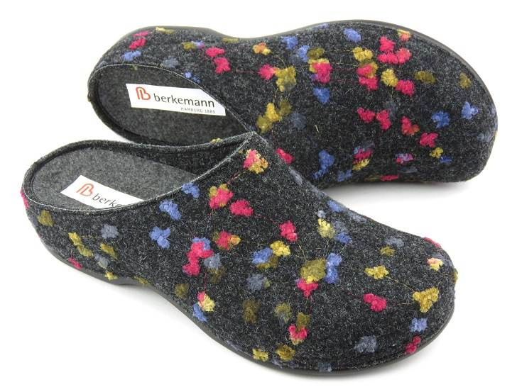 Dámské plstěné pantofle s květinami - BERKEMANN 01028-914 Donata, grafit