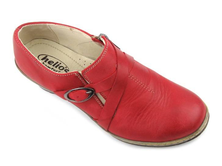 Kožené dámské boty na klínku HELIOS KOMFORT 664, červené