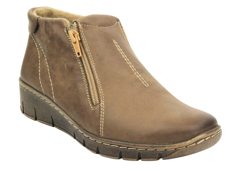 Lehké a pohodlné dámské kotníkové boty z přírodní kůže - HELIOS KOMFORT 642, béžová