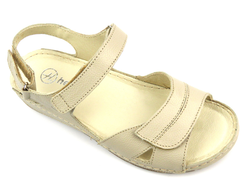 Pohodlné dámské kožené sandály - HELIOS Komfort 106, zlaté