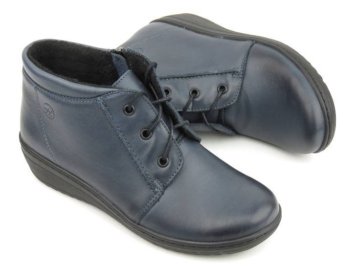 Dámské kotníkové boty z přírodní kůže - HELIOS Komfort 518-2, tmavě modrá