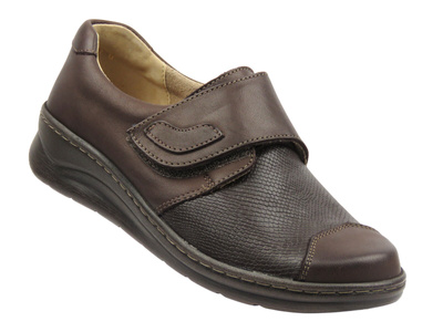 Pohodlné dámské boty na vbočené palce se suchým zipem, hnědé Helios Komfort 462