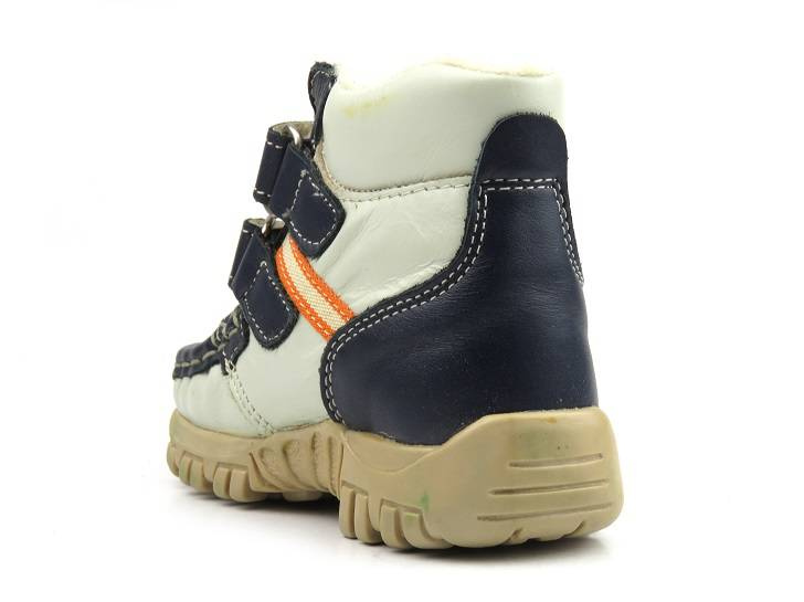 Dětské kozačky ze silné ovčí vlny - HELIOS 030/1, tmavě modrá a bílá