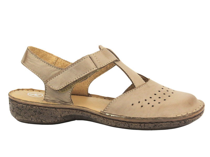 Kožené dámské sandály béžové Helios Komfort 128
