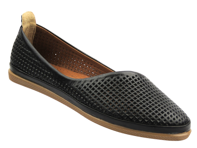 Kožené dámské polobotky polské značky černé Nika Komfort H-478