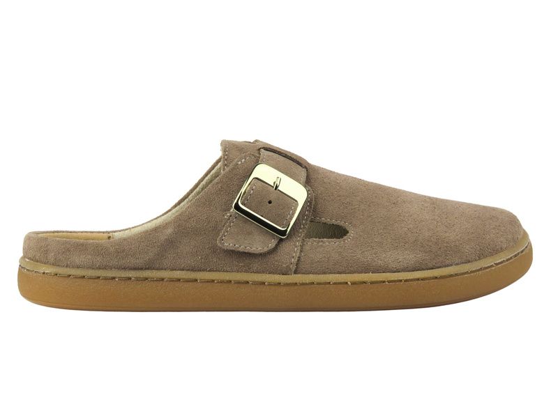 Dámské minimalistické kožené pantofle Barefoot Nika Komfort 1471, tmavě béžové