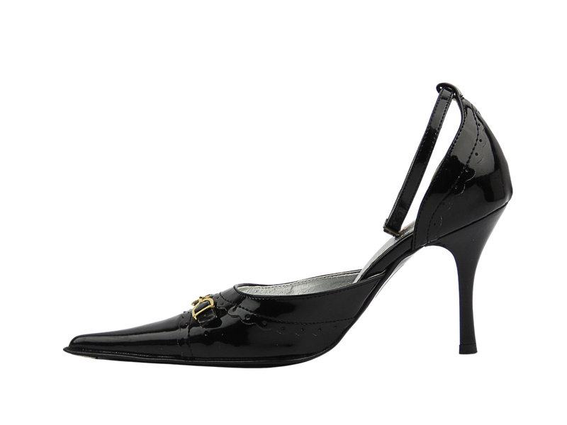 Lakované dámské lodičky na jehlovém podpatku černé Vigo 665