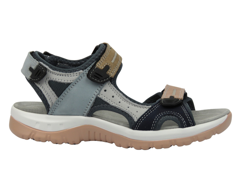 Dámské kožené sandály na suchý zip - Nika comfort H-665, modrá