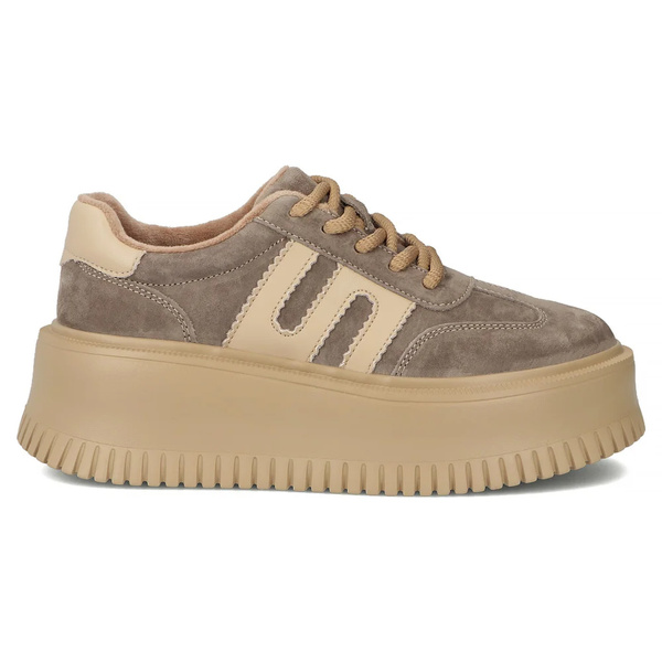 Dámské kožené polobotky na platformě – Filippo DP7111/25, taupe
