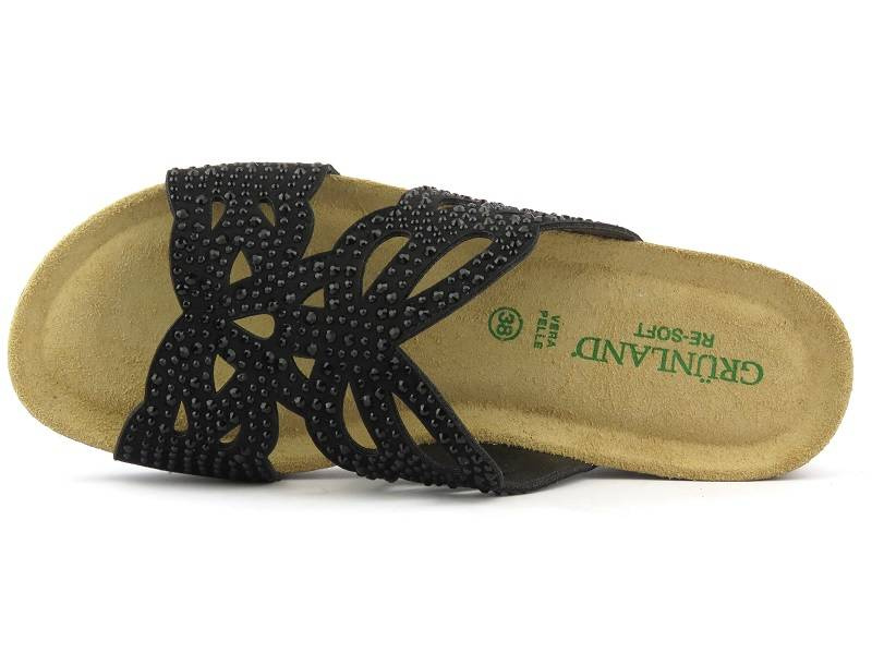 Dámské žabky s koženou vsadkou - GRUNLAND CB2999-70, černá