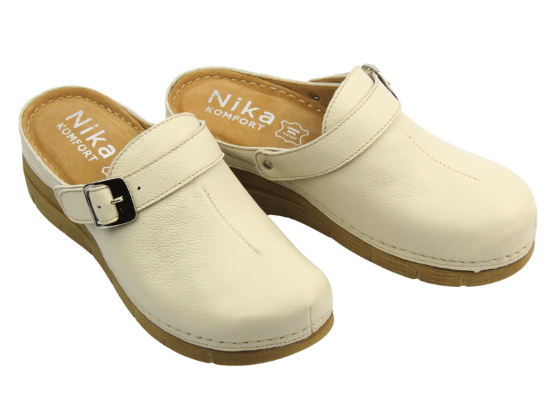 Pohodlné dámské pantofle na silné podrážce – Nika Komfort 1395, béžové