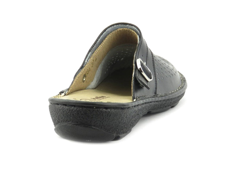 Dámské kožené žabky polské značky Helios Komfort 654 černé barvy