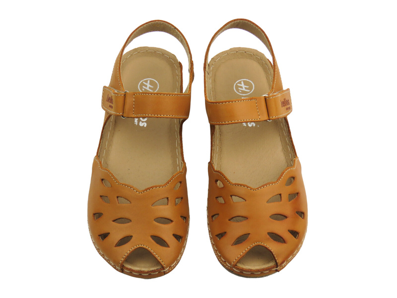 Dámské sandály s prolamovaným svrškem - HELIOS Komfort 4011, světle hnědé