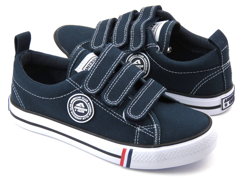 Dětské a mládežnické tenisky na suchý zip - AMERICAN CLUB LH 71/22 / LH 59/22 LH 60/22, tmavě modrá