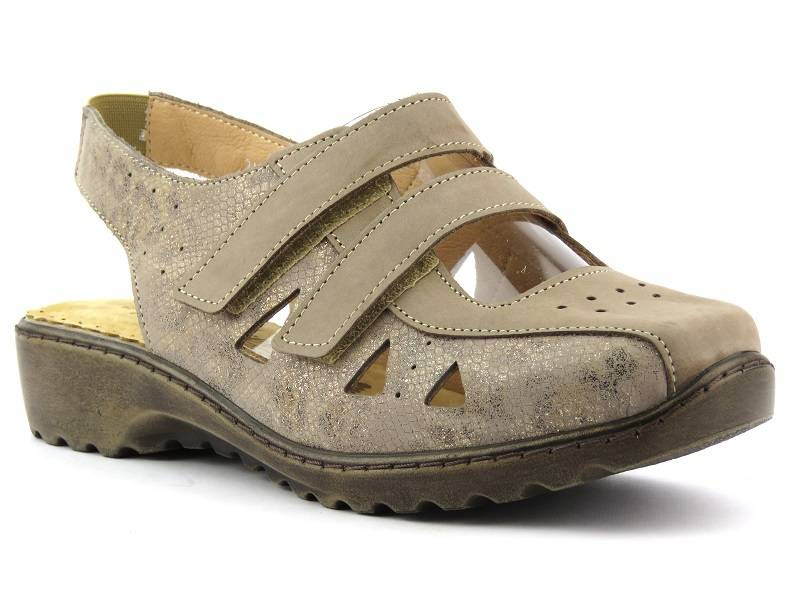 Pohodlné dámské sandály šíře G 1/2 - Axel 2498, béžové