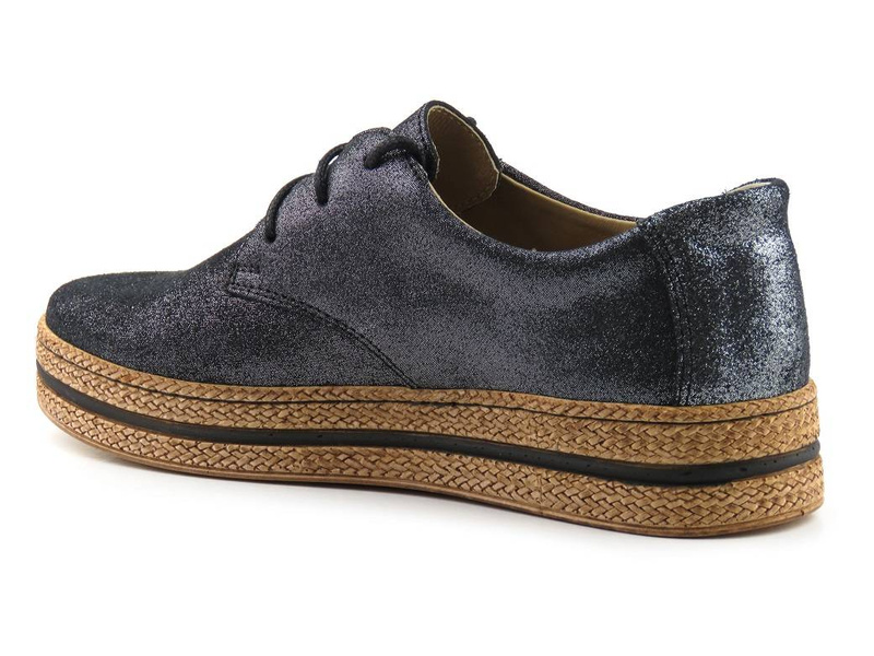 Lehké dámské boty s copánkovou podrážkou - Helios Komfort 380, černé se třpytkami