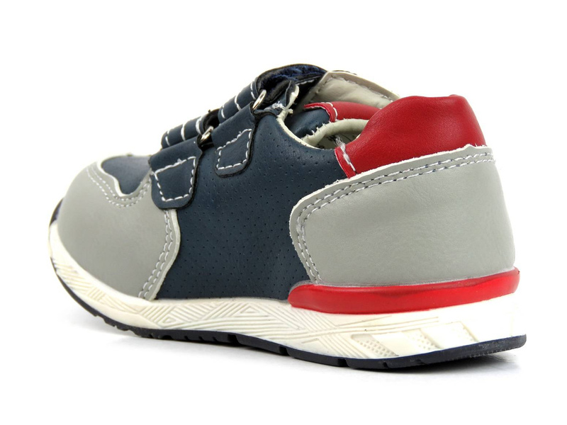 Dětské boty na suchý zip - AMERICAN CLUB 5318-03, šedá a tmavě modrá