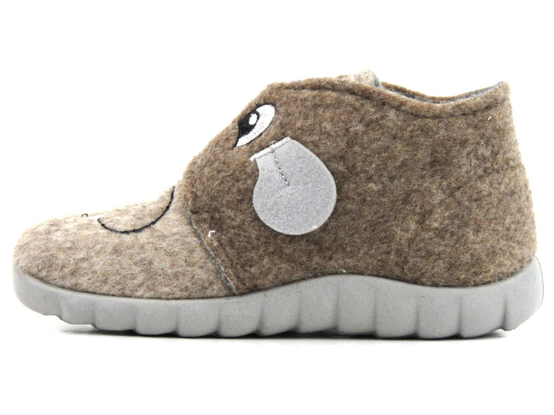 Teplé papuče, dětské boty s pejskem - BEFADO 526P119, hnědé