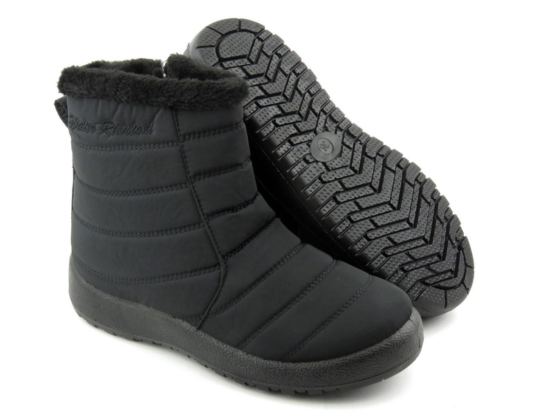 Dámské sněhule zateplené kožíškem - NOVINKA 9SN26-1467, černé