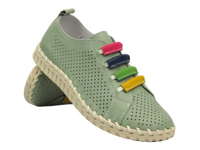 Dámské kožené polobotky - Nika Komfort H-260, zelené