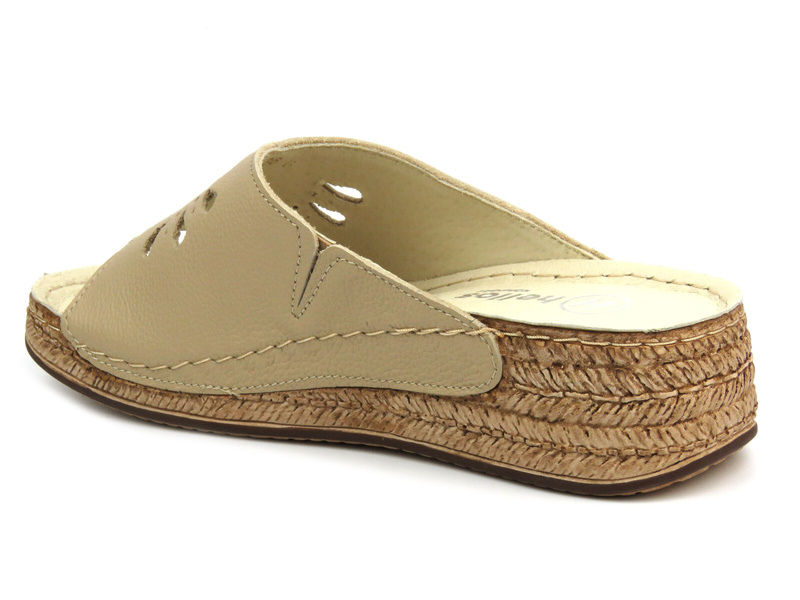 Wygodne, miękkie klapki damskie HELIOS Komfort 105, beżowe