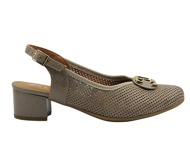 Kožené lodičky na podpatku – GALANT 3200, béžové