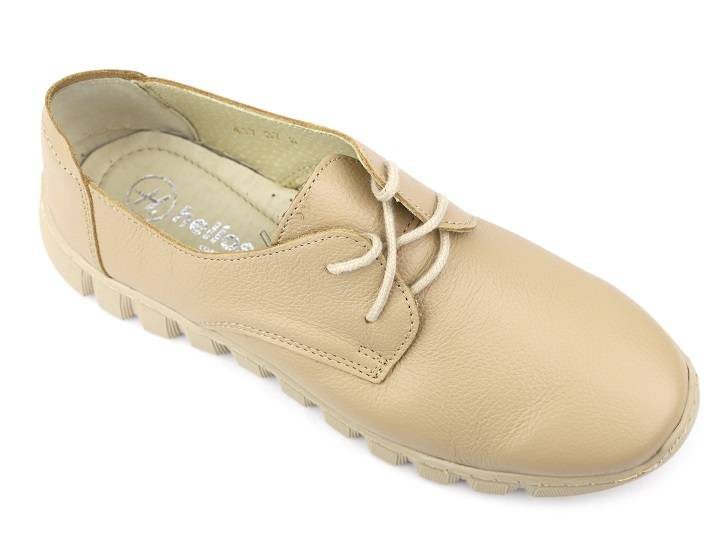 Lehké pohodlné dámské kožené boty - Helios Komfort 417, světle béžová