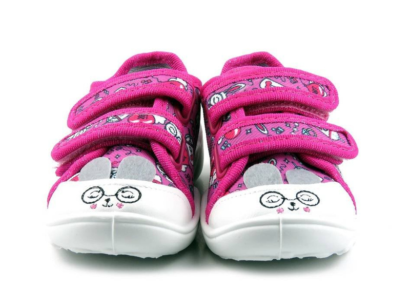 Měkké dětské capáčky na suchý zip - Befado 907P126, růžový zajíček, zajíček