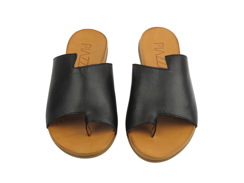 Kožené dámské nazouváky černé Piazza 900000-01  