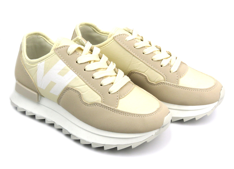 Dámské tenisky na platformě - Potocki 24-16311, béžová barva