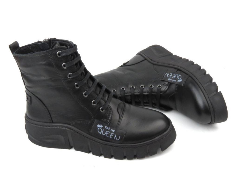 Dámské kožené kotníkové boty na platformě - VENEZIA 0242270, černé