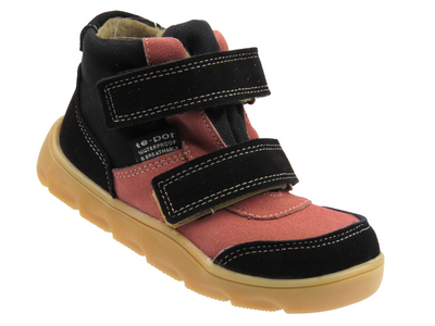 Dětské kotníkové boty, polobotky na suchý zip – Jamet 1124, černo-růžové