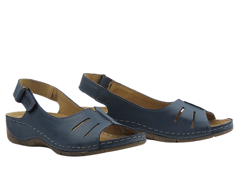 Kožené dámské sandály tmavě modré HELIOS Komfort 117