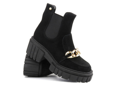 Dámské kotníkové boty s všitou gumou - Maciejka 2857J20, černá