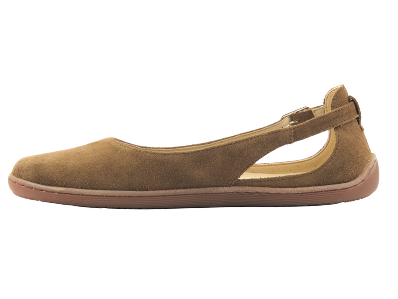 Dámské minimalistické kožené sandály Barefoot s extra šířkou H - Nika Komfort 1472, Tofee Brown