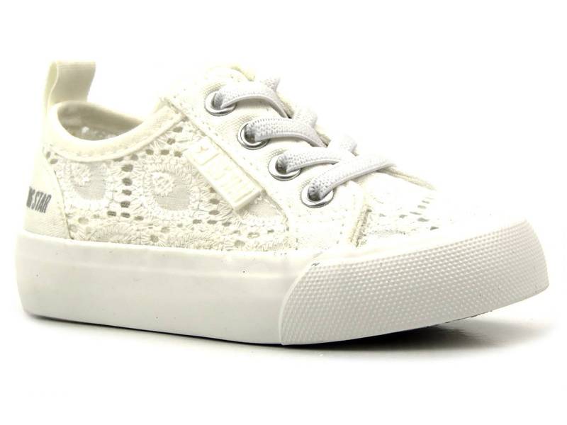 Prolamované dětské tenisky s elastickými tkaničkami - BIG STAR JJ374134, bílé