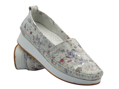 Dámské mokasíny z přírodní kůže, vícebarevné, VENEZIA E124NUWHOMB029